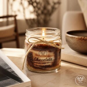 Vela Fragancia Chocolate de cera de soja 100% natural, moldeada a mano y con fragancia intensa a cacao premium.